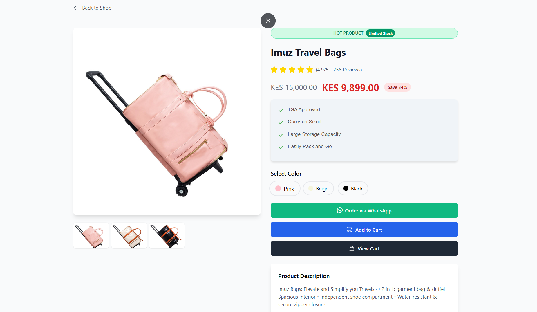 Travel Bags Ecommerce Website
